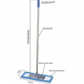 Cây lau nhà Inox gài 60cm thẳng