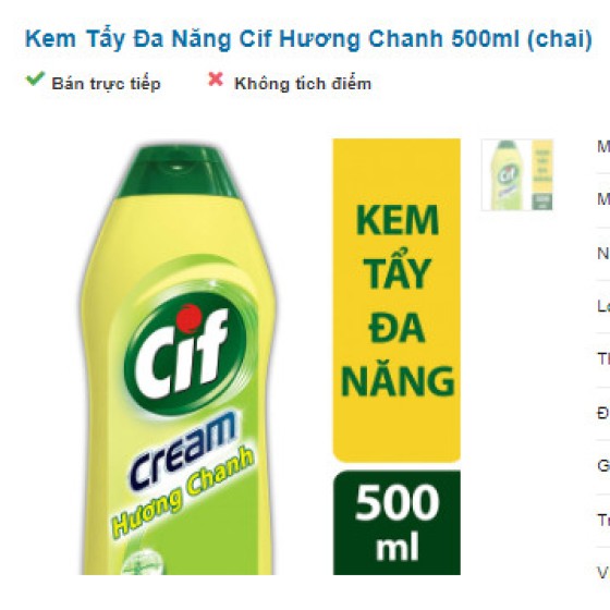 Kem Tẩy Đa Năng Cif Hương Chanh 500ml 